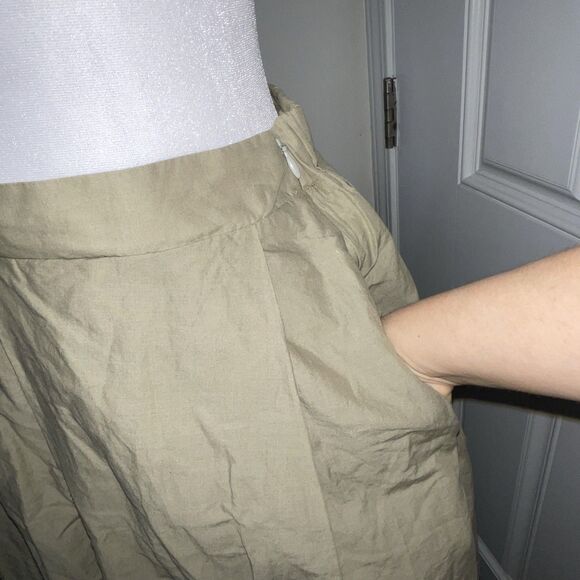 DKNY Womens Green Pleated Cotton Skirt With Side Pockets Size Small - Picture 6 of 11